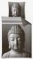 Preview: Bettwäsche Buddha grau - 155 x 220 cm + 80 x 80 cm - in Übergröße - Baumwolle